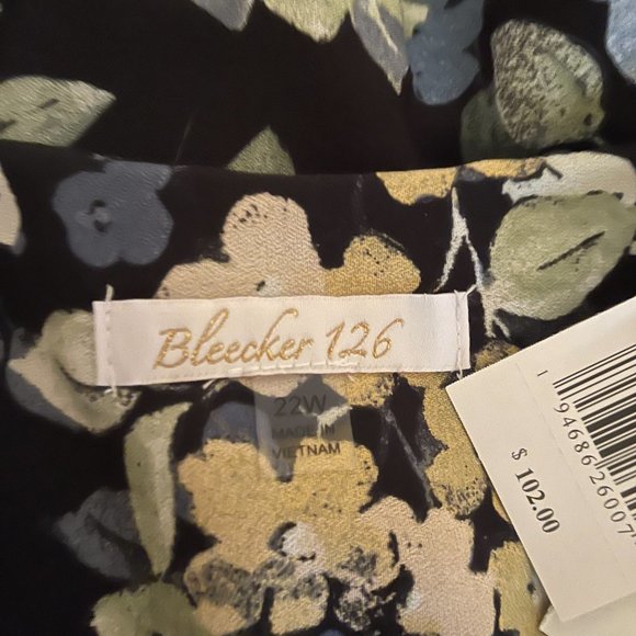 NWT Bleeker 126 22W Dress - Black with soft muted Blues & Greens with Yellow - Picture 13 of 16